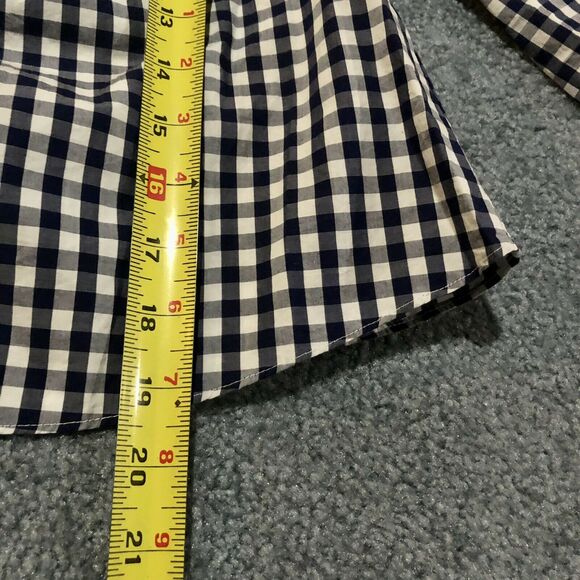 Madewell Gingham Blouse XXS Off Shoulder Navy Blue And White Checked Loose Fit - Picture 7 of 11